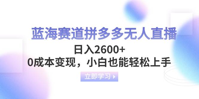 蓝海赛道拼多多无人直播，日入2600+，0成本变现，小白也能轻松上手-时光资源网