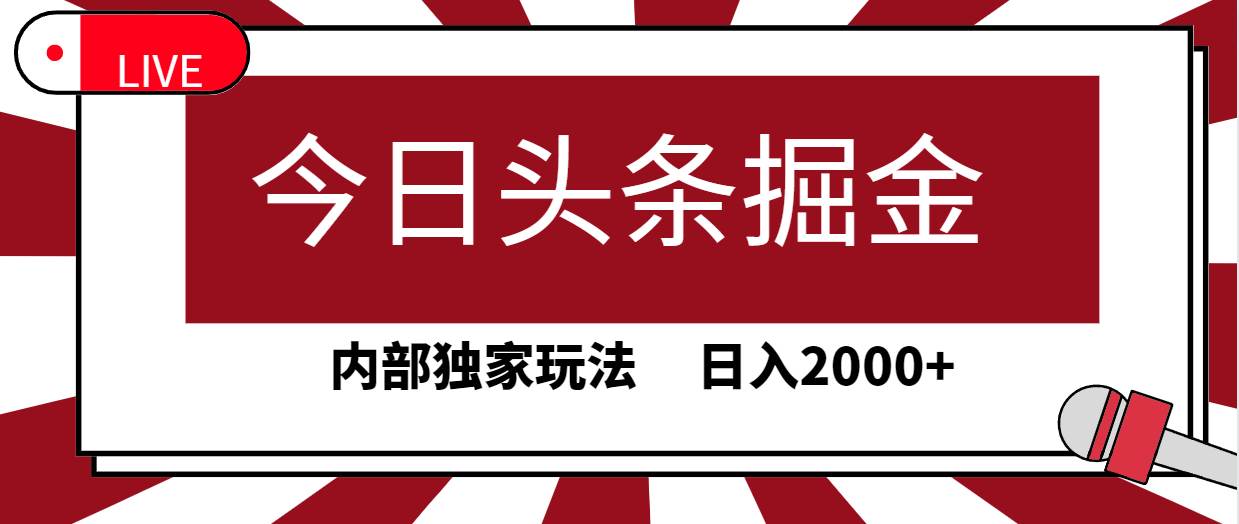 今日头条掘金，30秒一篇文章，内部独家玩法，日入2000+-时光资源网