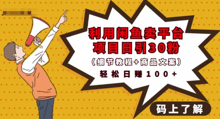 利用闲鱼卖平台项目课程资源日引流30+精准粉丝，轻松日赚100+，积累人脉可实现二次变现（细节教程+商品文案）-时光资源网