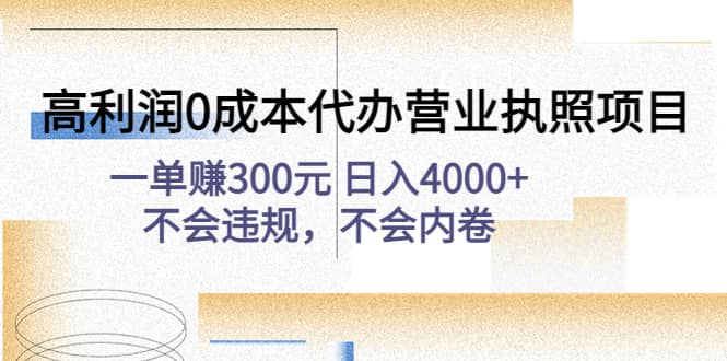 高利润0成本代办营业执照项目：不会违规，不会内卷-时光资源网