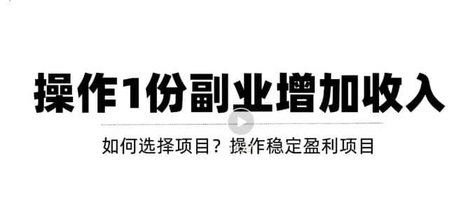 新手如何通过操作副业增加收入，从项目选择到玩法分享！【视频教程】-时光资源网