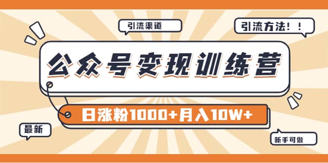 【某公众号变现营第二期】0成本日涨粉1000+让你月赚10W+（8月24号更新）-时光资源网