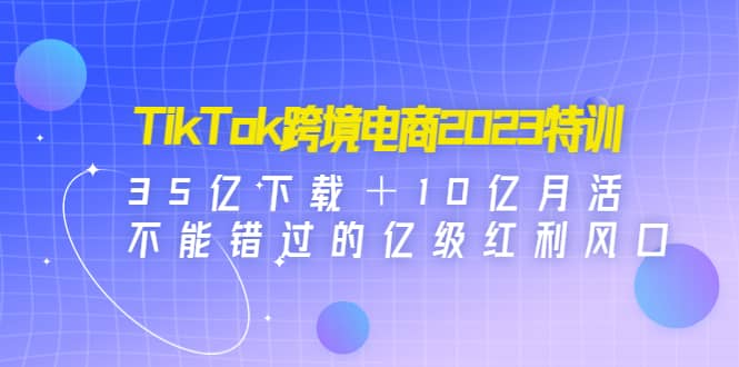 TikTok跨境电商2023特训：35亿下载＋10亿月活，不能错过的亿级红利风口-时光资源网