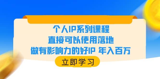 个人IP系列课程，直接可以使用落地，做有影响力的好IP 年入百万-时光资源网
