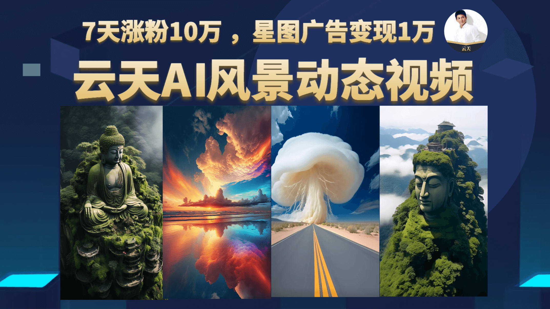 云天AI风景动图视频制作，7天涨粉10万 ，星图广告变现1万-时光资源网