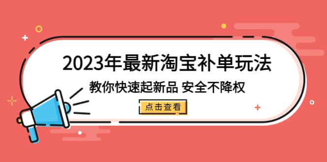 2023年最新淘宝补单玩法，教你快速起·新品，安全·不降权（18课时）-时光资源网