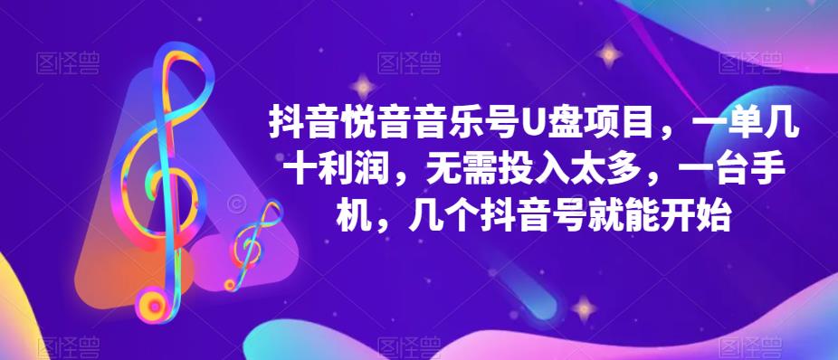 抖音音乐号U盘项目 一单几十利润 无需投入太多 一台手机 几个抖音号就开始-时光资源网
