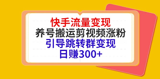 快手流量变现，养号搬运剪视频涨粉，引导跳转群变现日赚300+-时光资源网