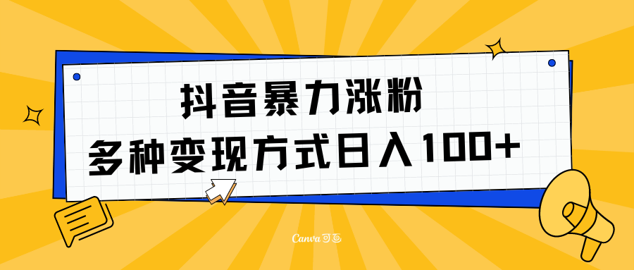 抖音暴力涨粉：多方式变现 日入100+-时光资源网