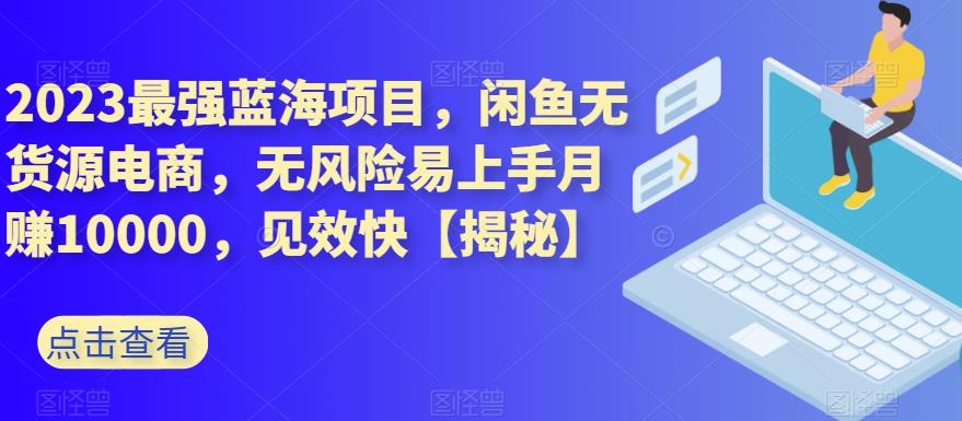 2023最强蓝海项目，闲鱼无货源电商，无风险易上手月赚10000，见效快【揭秘】-时光资源网