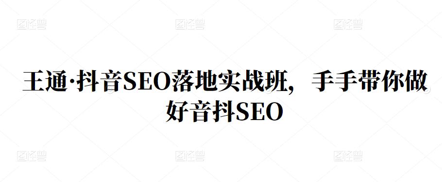 王通·抖音SEO落地实战班，手‬手带你做好音抖‬‬SEO-时光资源网