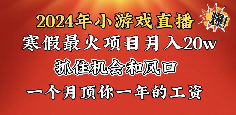 2024年寒假爆火项目，小游戏直播月入20w+，学会了之后你将翻身-时光资源网