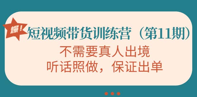 短视频带货训练营（第11期），不需要真人出境，听话照做，保证出单-时光资源网
