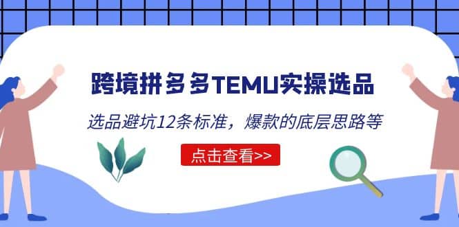跨境拼多多TEMU实操选品运营方法，选品避坑12条标准，爆款的底层思路等-时光资源网
