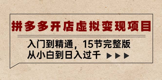 拼多多开店虚拟变现项目：入门到精通（15节完整版）-时光资源网