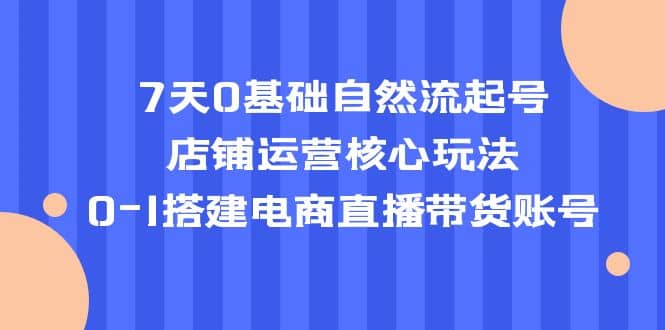 7天0基础自然流起号，店铺运营核心玩法，0-1搭建电商直播带货账号-时光资源网
