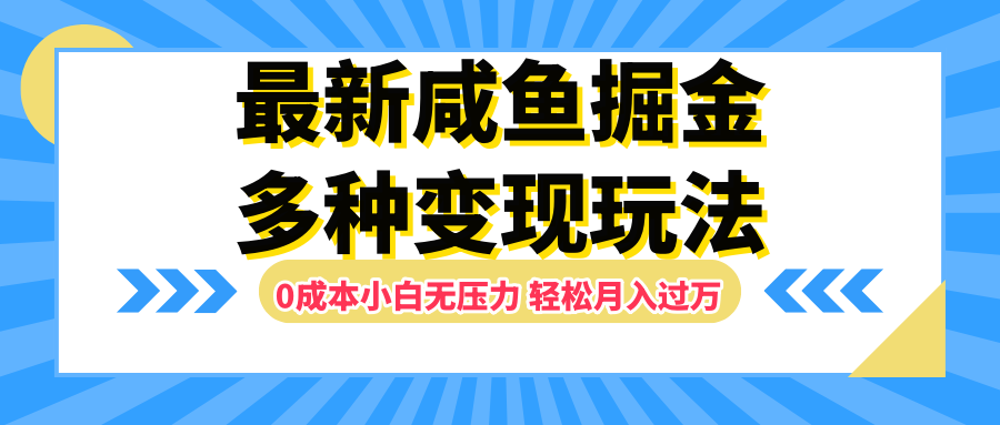 最新咸鱼掘金玩法，更新玩法，0成本小白无压力，多种变现轻松月入过万-时光资源网
