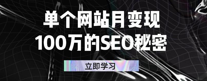单个网站月变现100万的SEO秘密，百分百做出赚钱站点-时光资源网