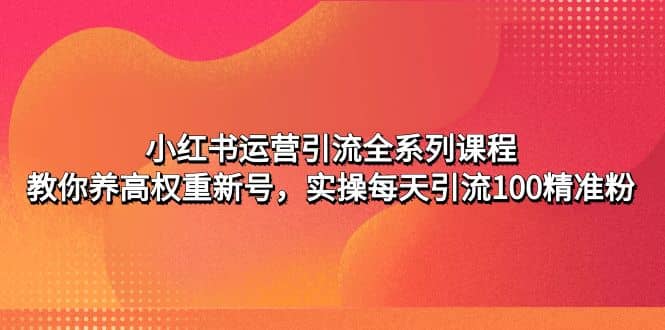 小红书运营引流全系列课程：教你养高权重新号-时光资源网