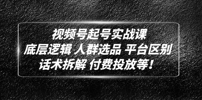 视频号起号实战课：底层逻辑 人群选品 平台区别 话术拆解 付费投放等-时光资源网