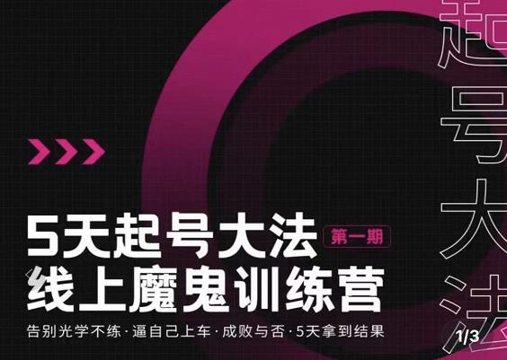 五天起号魔鬼训练营，告别光学不练，逼自己上车，成败与否，5天拿到结果-时光资源网