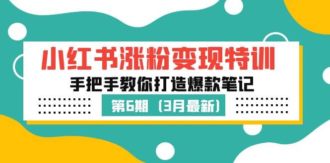 小红书涨粉变现特训·第6期，手把手教你打造爆款笔记（3月新课）-时光资源网