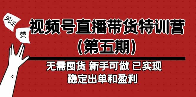 视频号直播带货特训营（第五期）无需囤货 新手可做 已实现稳定出单和盈利-时光资源网