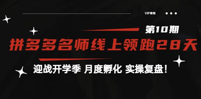 《拼多多名师线上领跑28天-第10期》迎战开学季 月度孵化 实操复盘！-时光资源网