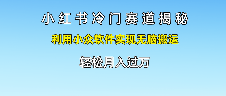 小红书冷门赛道揭秘,轻松月入过万，利用小众软件实现无脑搬运，-时光资源网