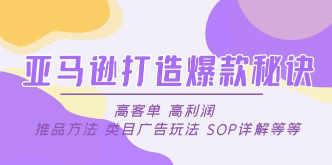 亚马逊打造爆款秘诀：高客单 高利润 推品方法 类目广告玩法 SOP详解等等-时光资源网