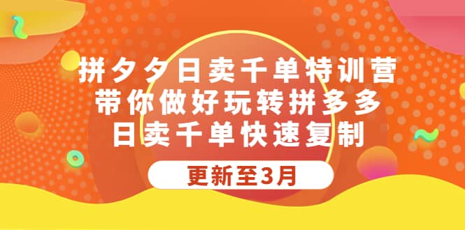 拼夕夕日卖千单特训营，带你做好玩转拼多多，日卖千单快速复制 (更新至3月)-时光资源网