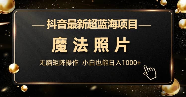 抖音最新超蓝海项目，魔法照片，无脑矩阵操作，小白也能日入1000+-时光资源网