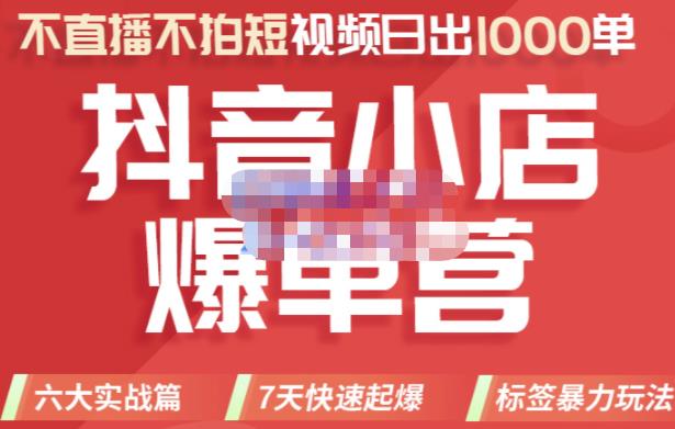 2022年抖音小店爆单营，不直播、不拍短视频、日出1000单，暴力玩法-时光资源网