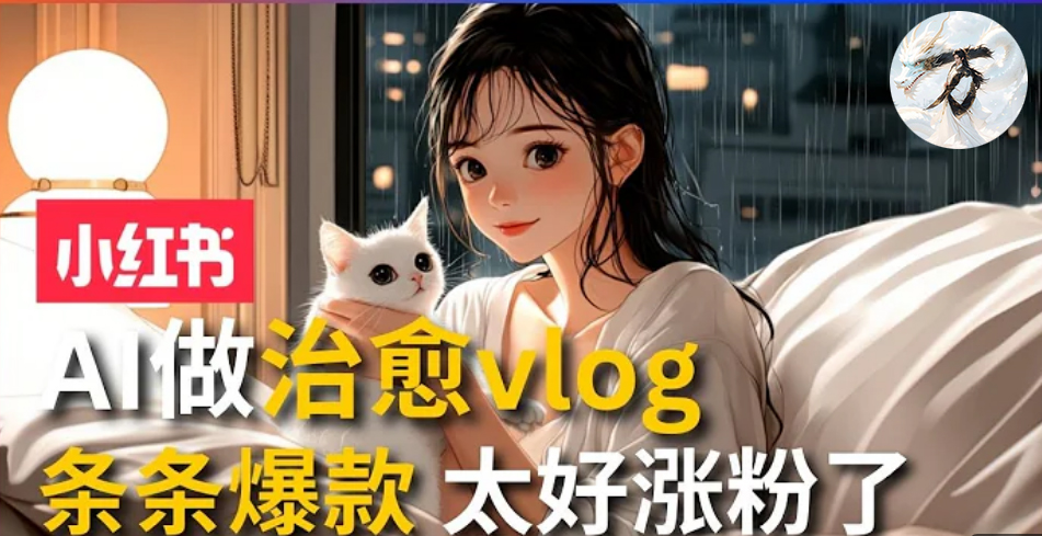AI治愈系vlog动画视频，小红书7天 涨粉破千，商单报价1500+，0成本制作，日入2000+，有手就会 -时光资源网