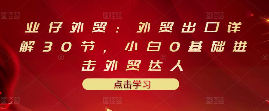业仔外贸：外贸出口详解30节，小白0基础进击外贸达人 价值666元-时光资源网