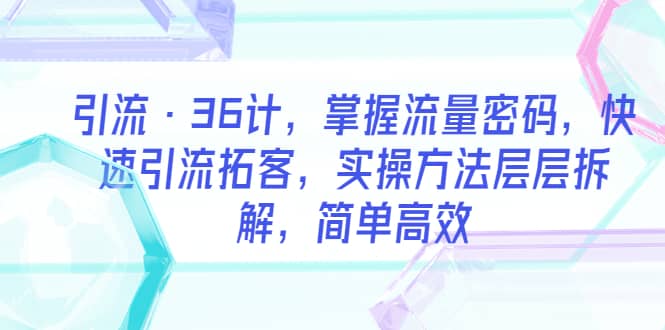 引流·36计，掌握流量密码，快速引流拓客，实操方法层层拆解，简单高效-时光资源网