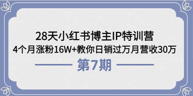 28天小红书博主IP特训营《第6+7期》4个月涨粉16W+教你日销过万月营收30万-时光资源网