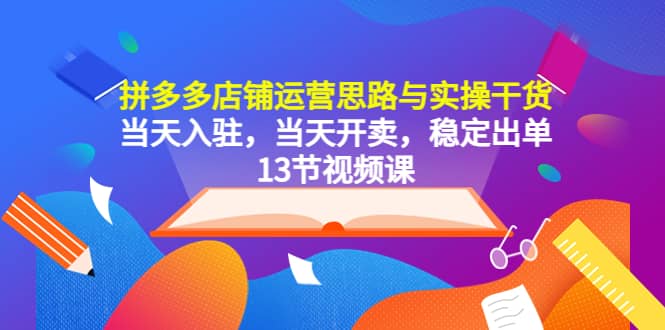 拼多多店铺运营思路与实操干货，当天入驻，当天开卖，稳定出单（13节课）-时光资源网