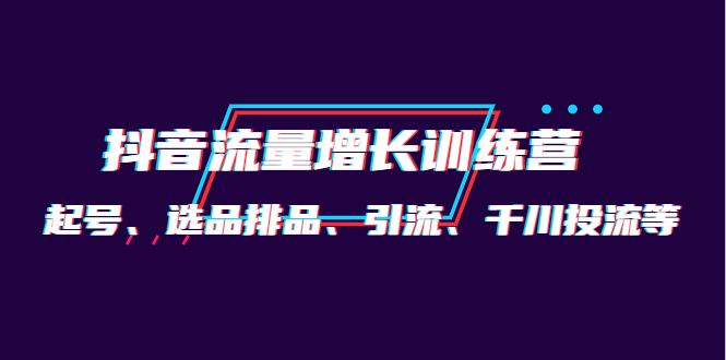 月销1.6亿实操团队·抖音流量增长训练营：起号、选品排品、引流 千川投流等-时光资源网