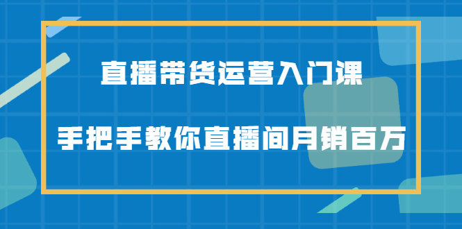 直播带货运营入门课，手把手教你直播间月销百万-时光资源网