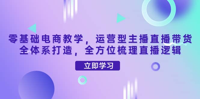 零基础电商教学，运营型主播直播带货全体系打造，全方位梳理直播逻辑-时光资源网