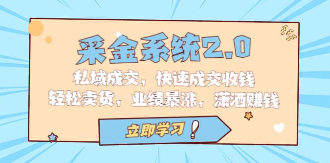 采金 系统2.0，私域成交，快速成交收钱，轻松卖货，业绩暴涨，潇洒赚钱-时光资源网