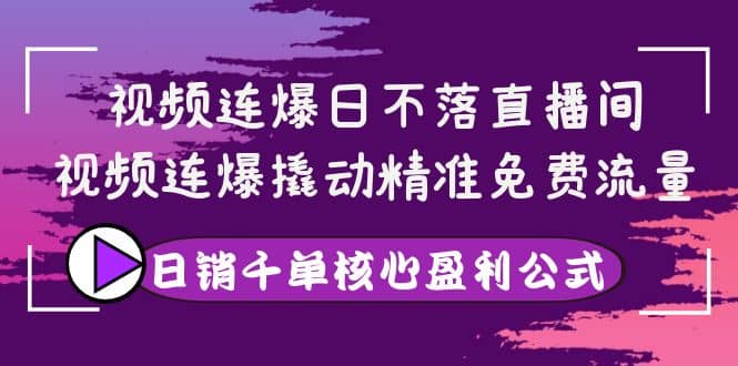 视频连爆日不落直播间，视频连爆撬动精准免费流量，日销千单核心盈利公式-时光资源网
