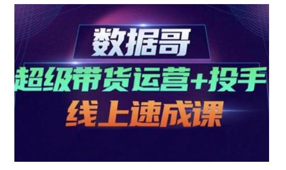 数据哥·超级带货运营+投手线上速成课，快速提升运营和熟悉学会投手技巧-时光资源网