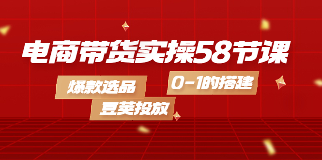 电商带货实操58节课，爆款选品，豆荚投放，0-1的搭建-时光资源网