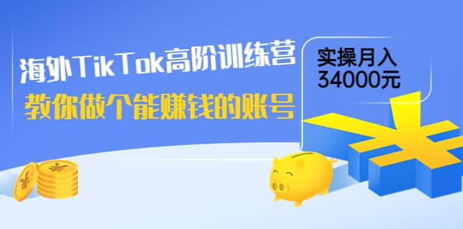 海外TikTok高阶训练营：教你做个能赚钱的账号，实操月入34000元！-时光资源网