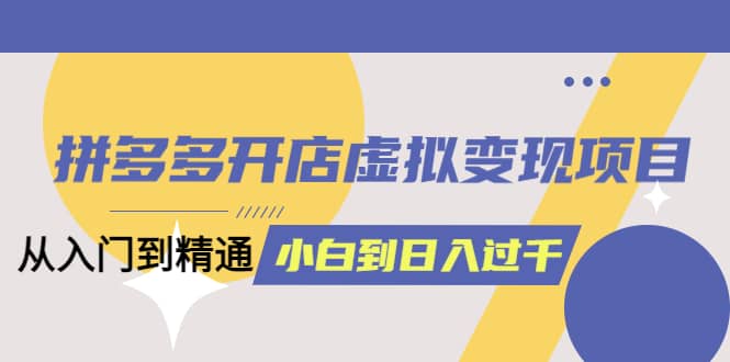 拼多多开店虚拟变现项目：入门到精通 从小白到日入1000（完整版）4月10更新-时光资源网
