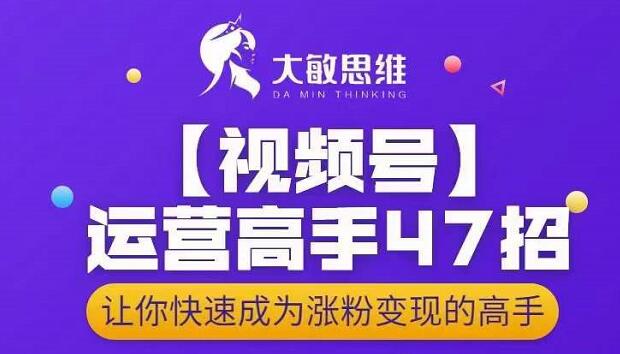 大敏思维-视频号运营高手47招，让你快速成为涨粉变现高手-时光资源网