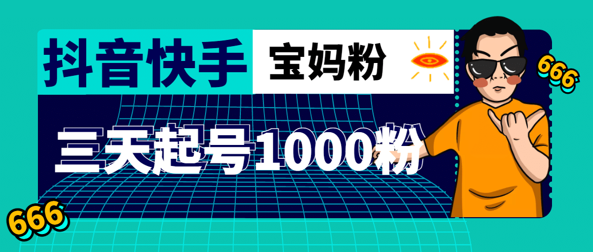 抖音快手三天起号涨粉1000宝妈粉丝的核心方法【详细玩法教程】-时光资源网