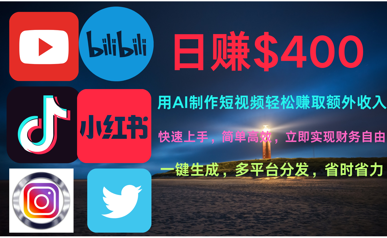 玩转全网视频平台，创造视频就能轻松赚取每天400美金-时光资源网